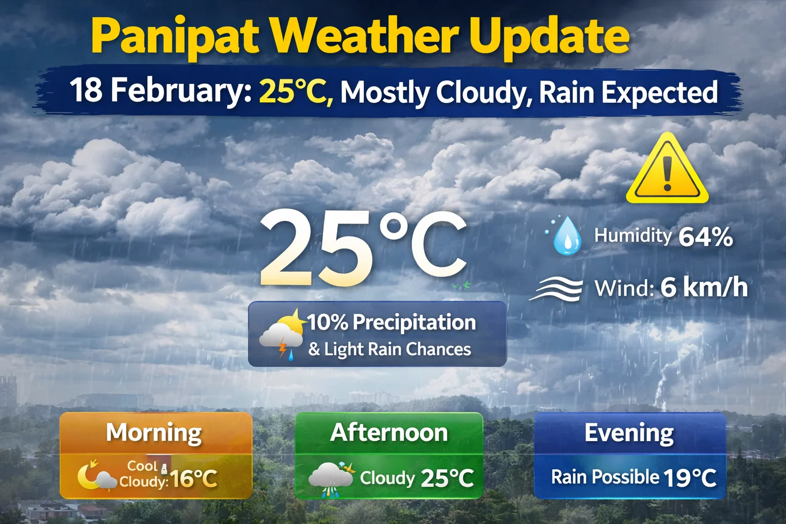 Panipat Weather Update 18 February: 25°C तक पहुंचेगा तापमान, Cloudy मिजाज के साथ हल्की बारिश की संभावना, Pehla Panna